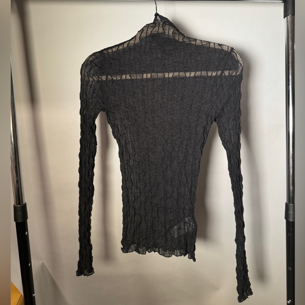 Black Mesh Long Sleeved Top, Size S